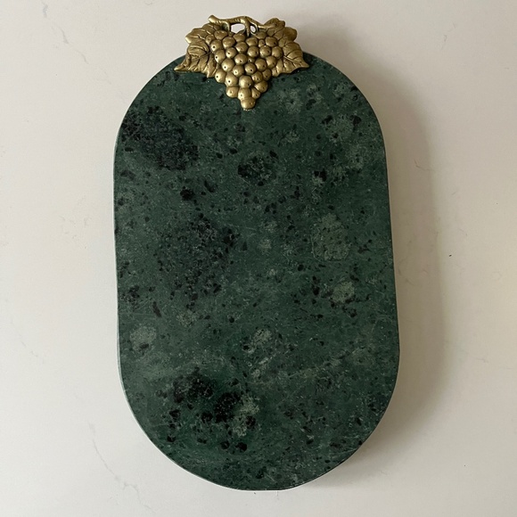 Green Marble Tray / Cheese Board with Gold Grapes - Picture 1 of 4